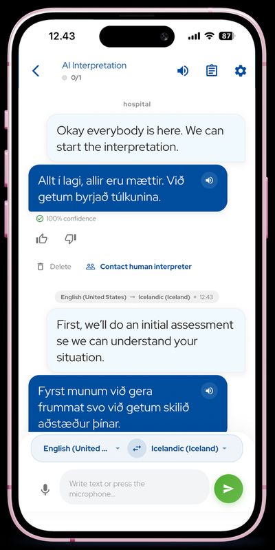 AI interpreting in the Youpret app